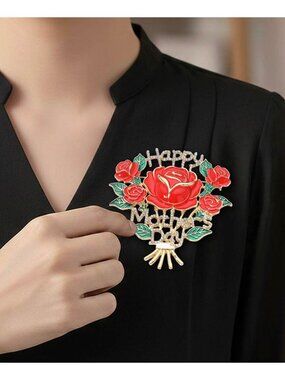 Tigerstars HAPPY MOTHERS DAY Rose Gold Bouquet Pin Brooch